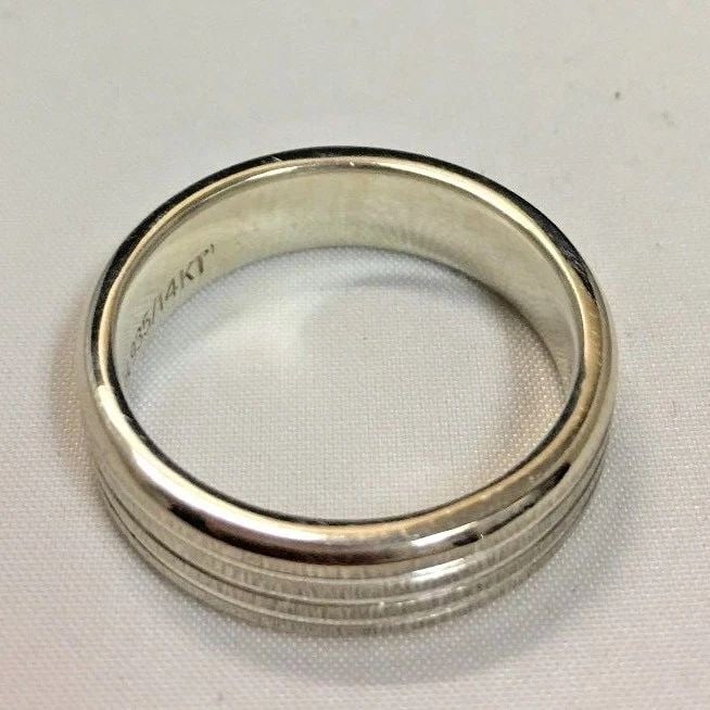 935 SILVER / 14K WEDDING RING / BAND BY NOVELL 6MM (SIZE 9.5) 7.8 GRAM (1 of 2)