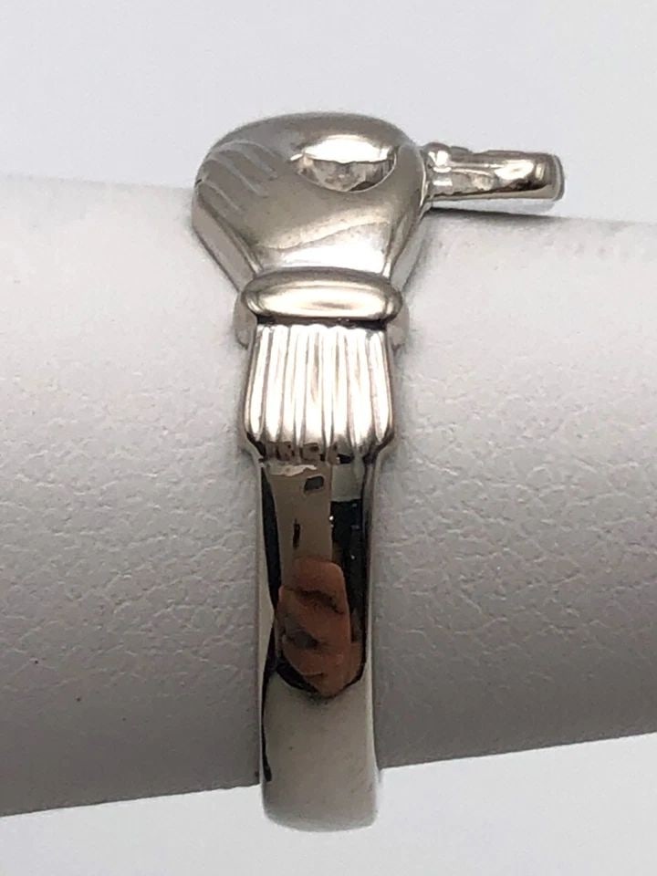 14K WHITE GOLD IRISH RING CLADDAGH (SIZE 5.5) 5.3 GRAMS (1 of 2)