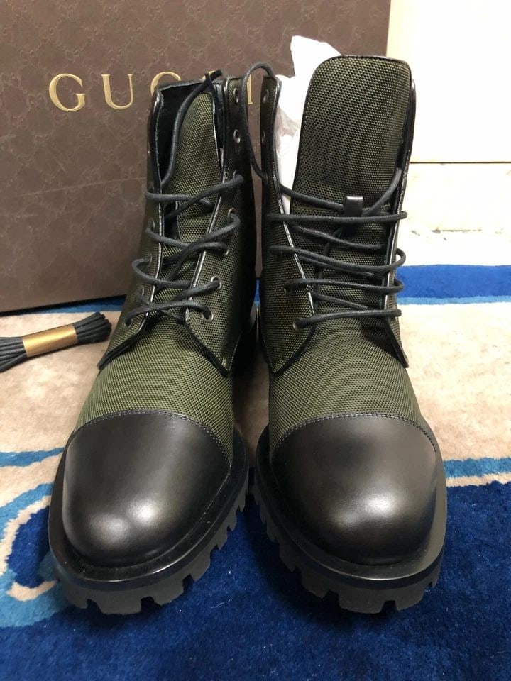 NEW GUCCI LIGHT WEIGHT ARMY COMBAT BOOTS (SIZE: 8) (1 of 2)