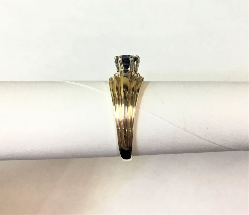 14K GOLD RING WITH DARK BLUE 0.86CT NATURAL SAPPHIRE (SIZE 7.5) 4.8 GRAM: 14K GOLD RING WITH SINGLE NATURAL SAPPHIRE (SIZE: 7.5) 14k Gold Ring with center Natural Sapphire You are bidding on a 14k Gold Ring with single Natural Sapphire. The ring has been fully checked clean