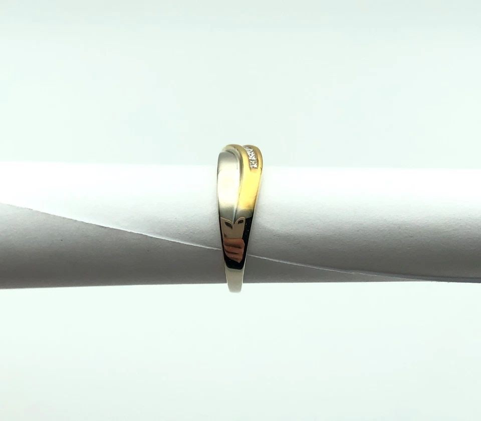 14K GOLD WHITE & YELLOW TWO TONE RING, 0.30CTW DIAMONDS (SIZE 6.25) 4.5 GRAM (1 of 2)