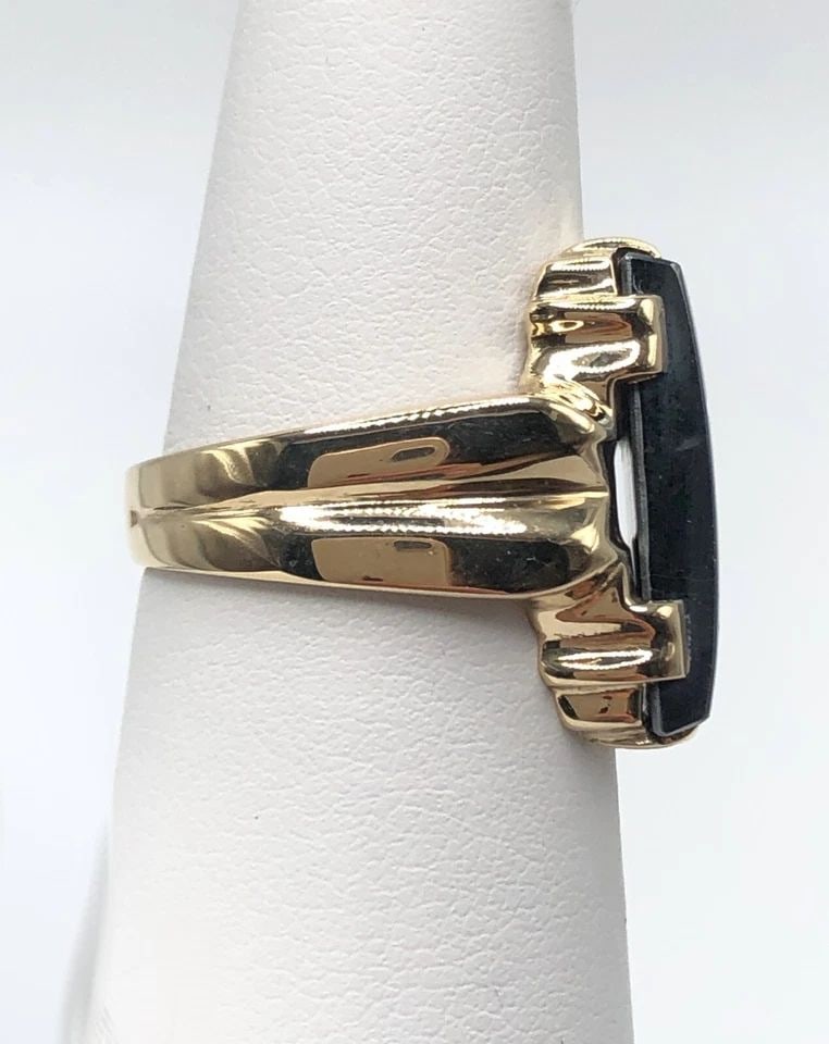 10K YELLOW GOLD RECTANGLE HEMATITE WARRIOR RING (SIZE 7.5) 7.9 GRAM (1 of 2)