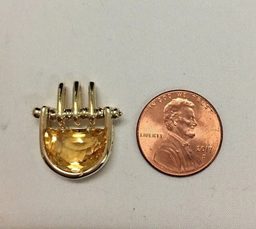 CUSTOM MADE, 14K YELLOW GOLD PENDANT, WITH 13MM X 9MM CITRINE ( 5.2 GRAMS ) (1 of 2)