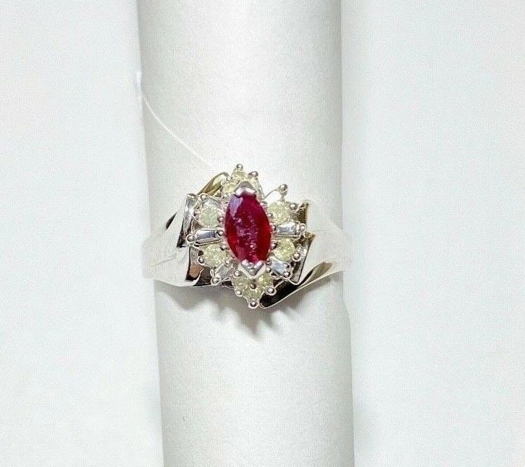 NEW 14K WHITE GOLD RING, 0.38CT NATURAL RUBY, 0.15CTW DIAMONDS (SIZE 6.5) 3.9G: WOMEN'S 14K WHITE GOLD RING WITH 0.38CTS NATURAL RUBY AND 0.15CTS DIAMONDS Women's 14k White Gold Ring with 0.38CTS Natural Ruby and 0.15CTS Diamonds You are bidding on a new with tags Women's 14k Whi