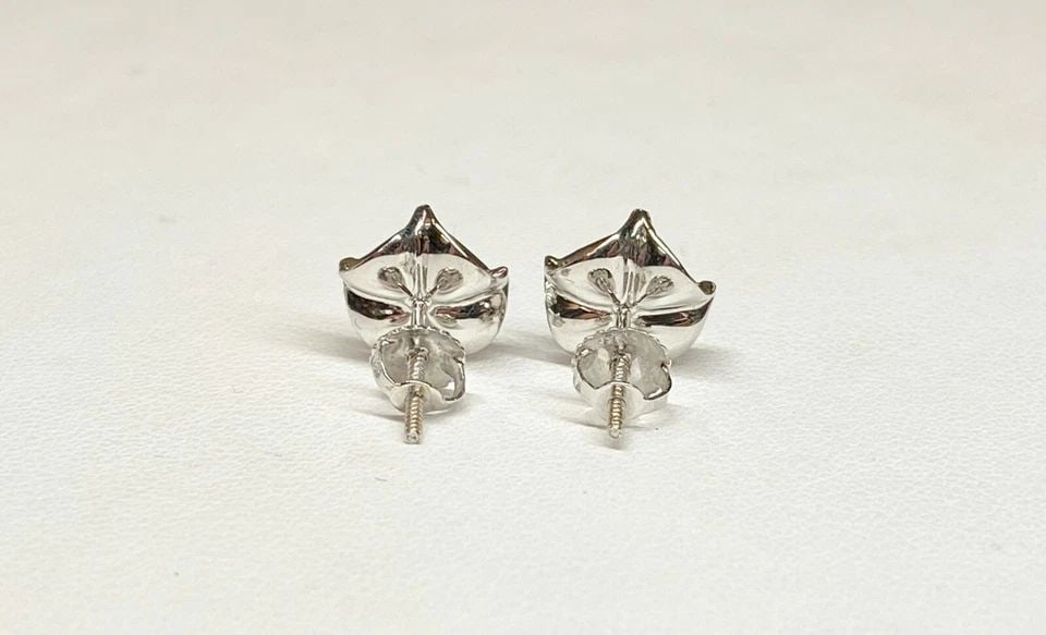 14K WHITE GOLD EARRINGS WITH 0.55CTW YELLOW/WHITE PRINCESS CUT DIAMONDS 2.7 GRAM (1 of 2)