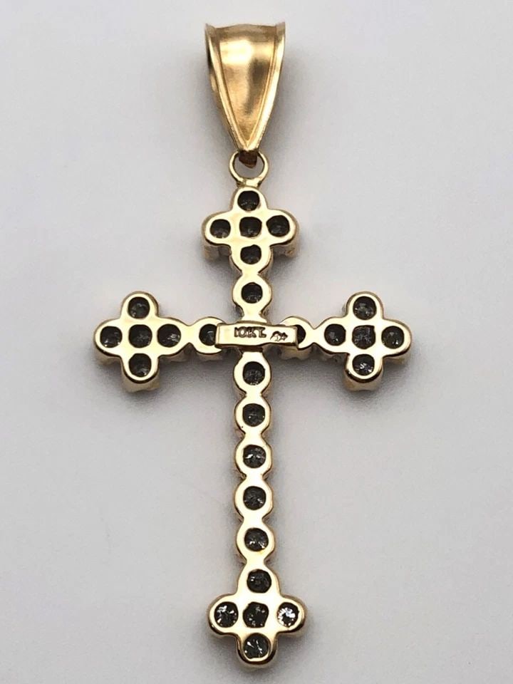 10K GOLD BOTTONI CROSS PENDANT WITH 0.87CTW NATURAL DIAMONDS ( 3.4 GRAMS ): 10k Gold Bottoni Cross Pendant with 0.87cts Diamonds You are bidding on a 10k Gold Bottoni Cross Pendant with 0.87cts Diamonds. The cross has been fully checked and inspected by our in house Jewelers.