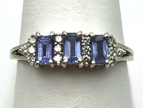 14K WHITE GOLD RING WITH TANZANITE AND 0.50CTW DIAMONDS (SIZE 9.5) 3 GRAM (1 of 2)