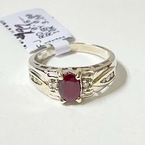 NEW 10K WHITE GOLD RING W/ 0.80CT RUBY AND 0.16CTW DIAMONDS (SIZE 6.25) 3.2 GRAM (1 of 2)