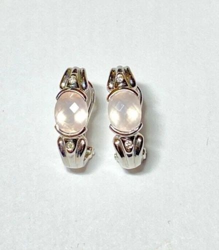 14K WHITE GOLD EARRINGS WITH CHALCEDONY AND 0.04CTW DIAMONDS 4.4 GRAM: 14K WHITE GOLD EARRINGS WITH CHALCEDONY AND 0.04CTS DIAMONDS 14k White Gold Earrings with Chalcedony and 0.04CTS Diamonds You are bidding on a pre-owned 14k White Gold Earrings with Chalcedony and 0.0