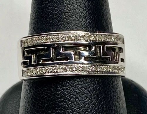NEW 14K WHITE GOLD BAND / RING WITH 0.20CTW DIAMONDS (SIZE 9.5) 3.8 GRAMS (1 of 2)