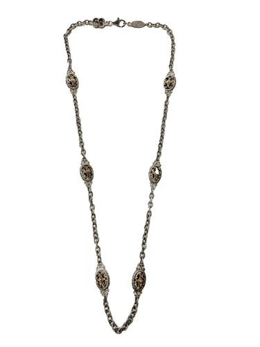 GABRIEL & CO. STERLING SILVER NECKLACE WITH 18K GOLD ACCENTS ( 20 INCH ) 21.3G (1 of 2)
