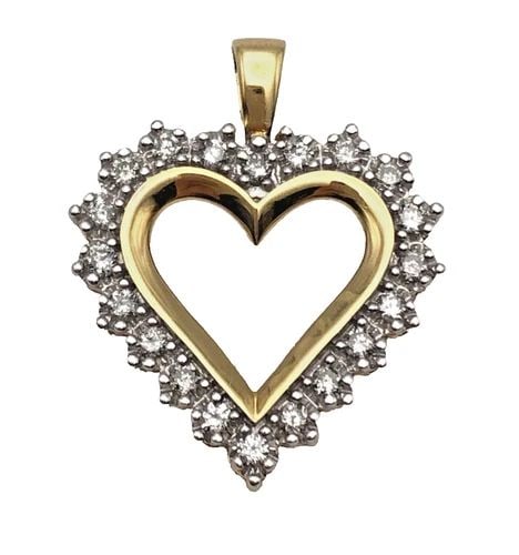 10K GOLD HEART PENDANT WITH 0.40CTS NATURAL DIAMONDS 2.4 GRAM (1 of 2)