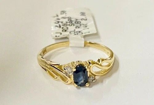 NEW 14K YELLOW GOLD RING WITH 0.50CT SAPPHIRE AND DIAMONDS (SIZE 6.75) 1.9G: WOMEN'S 14K YELLOW GOLD RING WITH 1/2CT SAPPHIRE AND 0.04CTS DIAMONDS SIZE 6.75 Women's 14k Yellow Gold Ring with 1/2CT Sapphire and 0.04CTS Diamonds You are bidding on a new with tags Women's 14k Yel