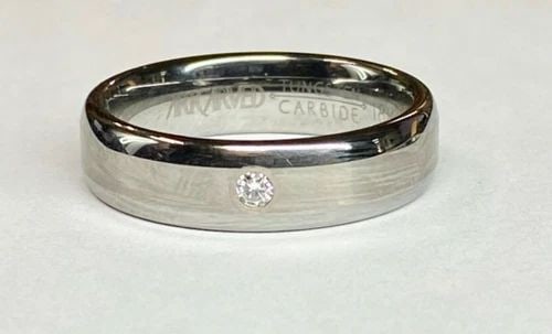 MEN'S ARTCARVED TUNGSTEN CARBIDE AND 18K WHITE GOLD WEDDING BAND WITH DIAMOND (1 of 2)