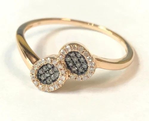 14K ROSE GOLD RING WITH WHITE AND CHOCOLATE DIAMONDS (SIZE 6.75) 1.9 GRAMS (1 of 2)