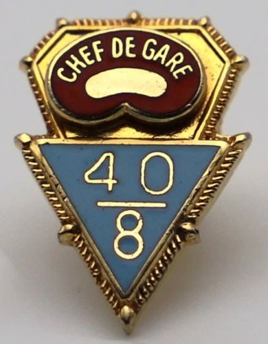 CHEF DE GARE ENAMELED 40--8 PIN / BROOCH 10K GOLD 2.6 GRAM (1 of 2)