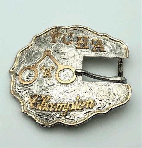 925 STERLING SILVER PCHA BELT BUCKLE BROKEN HORN BRAND 62.5 GRAMS (1 of 2)