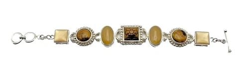 WHITNEY KELLY 925 STERLING SILVER CARVED STONES BRACELET (8 INCH) 50.9 GRAM (1 of 2)