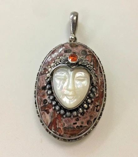 SAJEN STERLING SILVER PENDANT WITH MOP FACE 47.8 GRAM (1 of 2)