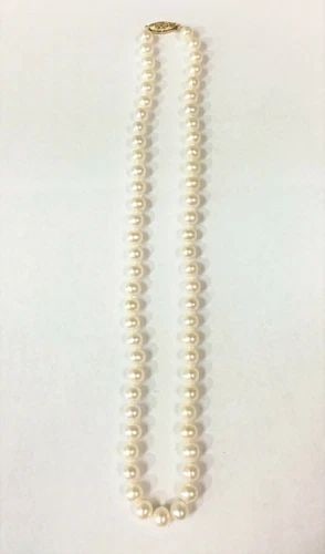 WHITE PEARL NECKLACE 14K GOLD CLASP ( 17.5 INCH ) (1 of 2)