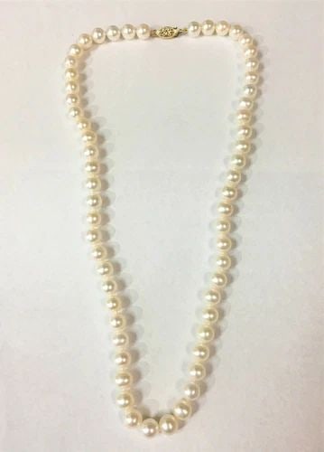 WHITE PEARL NECKLACE WITH 14K GOLD CLASP ( 17.5 INCH ) 32.3 GRAM (1 of 2)