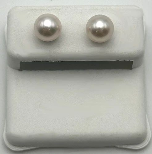 14K WHITE GOLD PUSH BACK EARRINGS WITH CULTURED PEARLS 1.3G (NEW WITH TAG) (1 of 2)