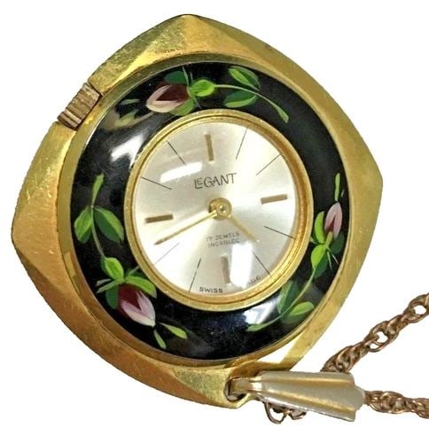 LEGANT 17 JEWELS INCABLOC SWISS MADE 12K GOLD FILLED NECKLACE WATCH (25.5 INCH) (1 of 2)