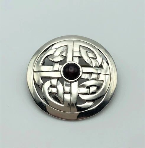 VINTAGE MMA RHODOLITE GARNET CELTIC KNOT STERLING SILVER BROOCH PIN (1 of 2)