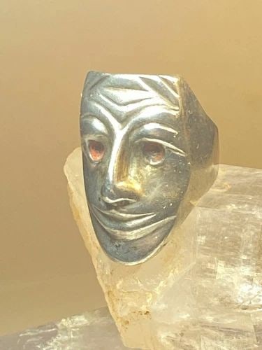 FACE RING FIGURATIVE STERLING SILVER RING WOMEN MEN (1 of 2)