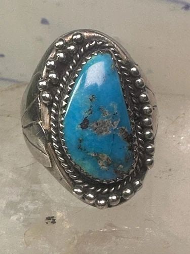 TURQUOISE RING NAVAJO RING STERLING SILVER SIZE 10 WOMEN MEN (1 of 2)