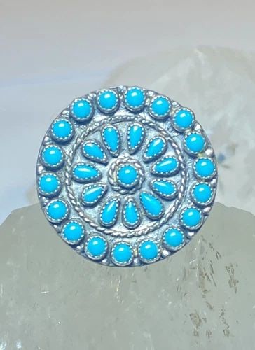 ZUNI RING SIZE 4.75 TURQUOISE SOUTHWEST PETITE POINT PINKY STERLING SILVER (1 of 2)