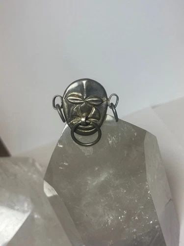 MEXICAN FACE RING OLD MASK STERLING SILVER WOMEN (1 of 2)