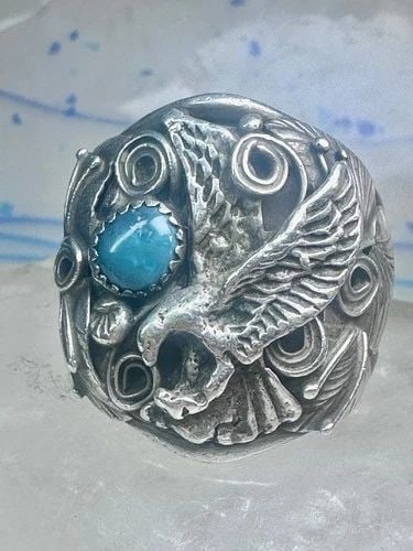 EAGLE RING ZUNI PATSY ALLOPOWA BAND STERLING SILVER SIZE 14.75 MEN (1 of 2)
