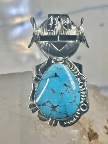 HSN KACHINA RING CHACO CANYON KINGMAN TURQUOISE HOPI SIZE 5 STERLING SILVER WOME (1 of 2)