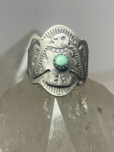 PHOENIX RING SOUTHWEST ARROWS STERLING SILVER WOMEN MEN: PHOENIX RING SOUTHWEST ARROWS STERLING SILVER WOMEN MEN phoenix ring southwest arrows turquoise sterling silver women men Size 8 Weight 7.9g Widest part. 7/8" Thinnest part of band 1/4"