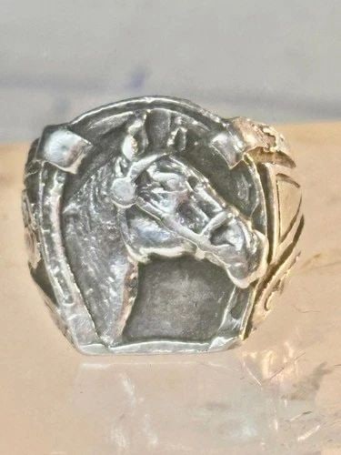 HORSE RING HORSESHOE BAND SOUTHWEST COWGIRL BAND RING SIZE 7 STERLING SILVER WOM (1 of 2)