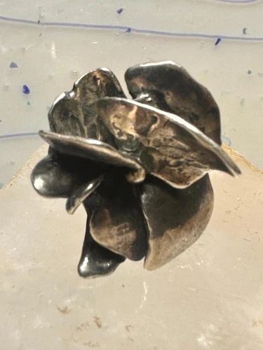 VINTAGE ROSE FLOWER RING BRUTALIST BAND SIZE 6.75 BY RIILLA STERLING SILVER WOME (1 of 2)