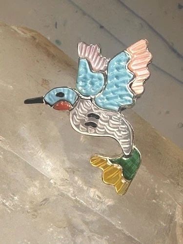 HUMMINGBIRD RING ZUNI BIRD TURQUOISE MOP SIZE 6.25 STERLING SILVER WOMEN (1 of 2)