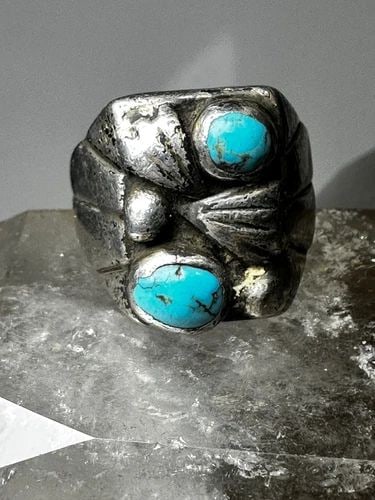 NAVAJO RING TURQUOISE TRIBAL SIZE 11 STERLING SILVER WOMEN MEN (1 of 2)