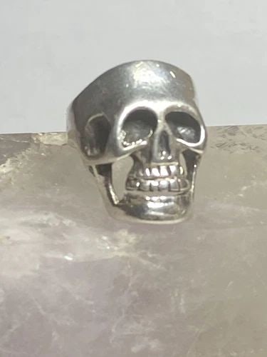 SKULL RING BIKER BAND STERLING SILVER BAND MEN WOMEN (1 of 2)