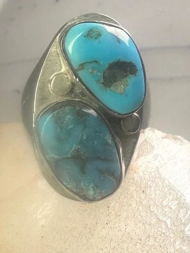 NAVAJO TURQUOISE RING SIZE 11.25 STERLING SILVER GIRLS WOMEN MEN (1 of 2)