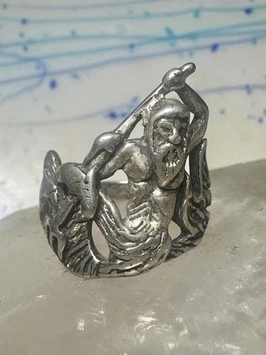 TRITON RING BIKER BAND STERLING SILVER SEA GOD TRITON MERMAN,THE SON OF SEA GOD: TRITON RING BIKER BAND STERLING SILVER SEA GOD TRITON MERMAN,THE SON OF SEA GOD Triton ring biker band sterling silver Sea God Triton merman son of sea god Poseidon Amphitrite. size 10 Size 10 Weight 