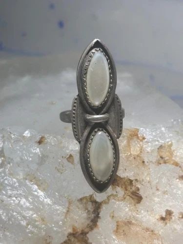 NAVAJO RING LONG MOTHER OF PEARL MOP SIZE 5.50 STERLING SILVER WOMEN (1 of 2)
