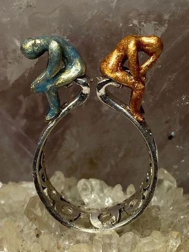 NUDE COUPLE RING LADY MAN THE THINKERS BAND STERLING SILVER WOMEN (1 of 2)