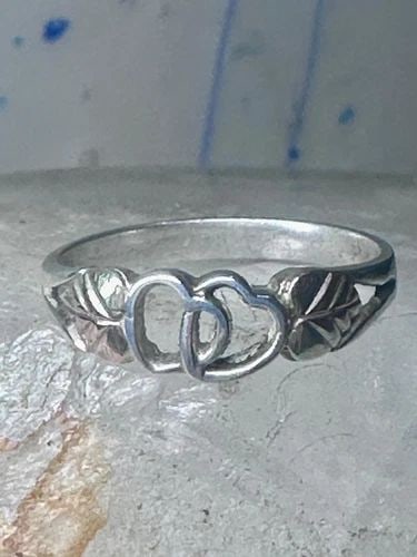BLACK HILLS GOLD RING DOUBLE HEART VALENTINE LOVE BAND SIZE 9.25 STERLING SILVER (1 of 2)
