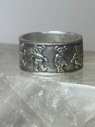 BEARS RING SIZE 7.25 BEAR BAND STERLING SILVER WOMEN MEN (1 of 2)