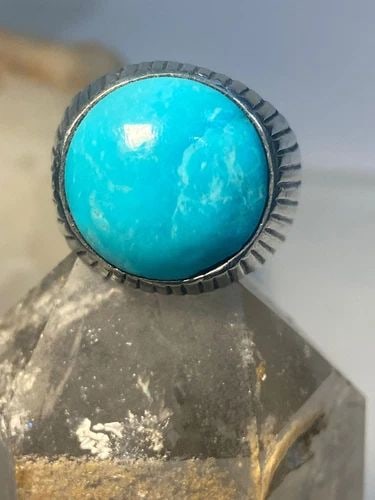 ROUND BLUE STONE RING SOUTHWEST STERLING SILVER WOMEN MEN (1 of 2)