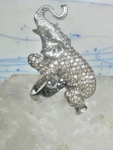ELEPHANT RING SIZE 9.25 CZ STERLING SILVER WOMEN (1 of 2)