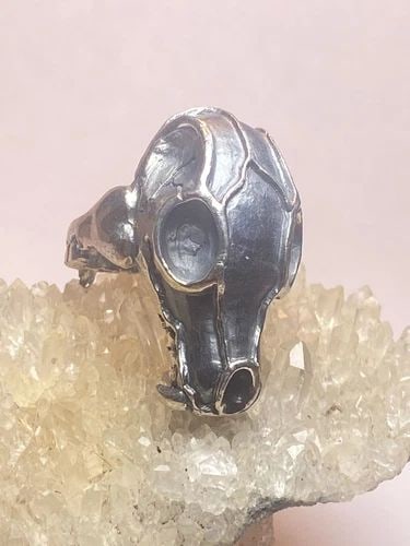ANIMAL SKULL RING SIZE 11.75 BIKER BAND STERLING SILVER WOMEN MEN (1 of 2)