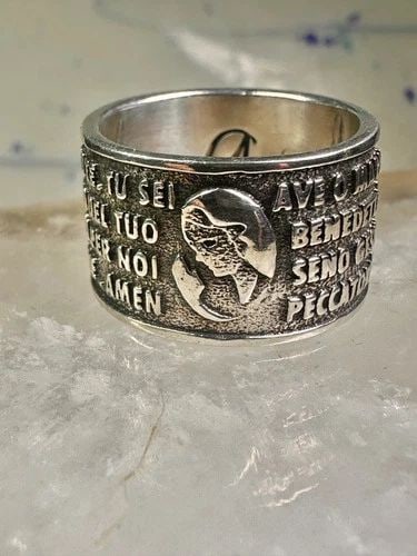 AVA MARIA RING ITALY BY AMEN SIZE 7.50 HAIL MARY PRAYER BAND STERLING SILVER: AVA MARIA RING ITALY BY AMEN SIZE 7.50 HAIL MARY PRAYER BAND STERLING SILVER Ava Maria ring Italy by Amen size 7.50 Hail Mary Prayer band sterling silver women men Text of the Catholic Hail Mary praye